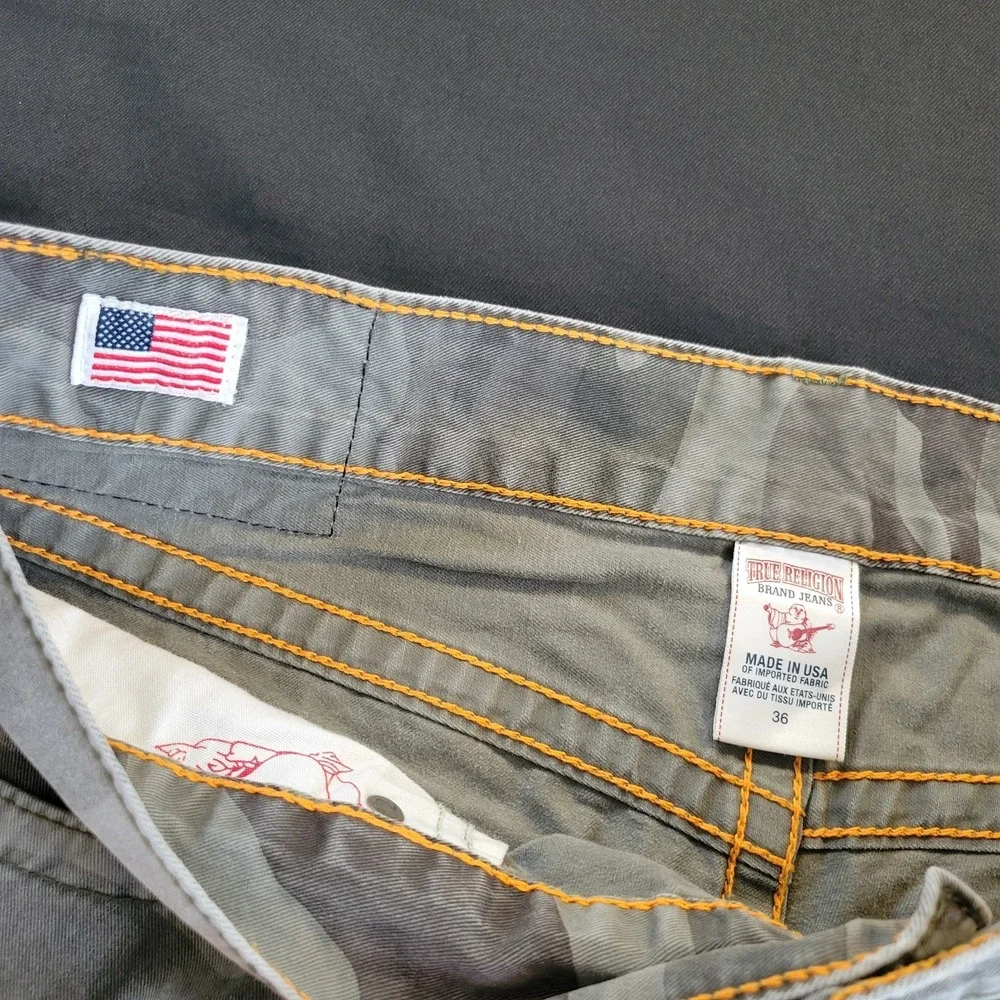 TRUE RELIGION BOBBY GRAY CAMO CUT OFF SHORTS MENS 36X13 MADE IN USA